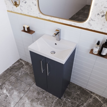 Nuie Deco Floor Standing 2-Door Vanity Unit with Basin-3 500mm Wide - Satin Anthracite