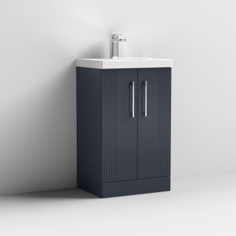 Nuie Deco Floor Standing 2-Door Vanity Unit with Basin-3 500mm Wide - Satin Anthracite