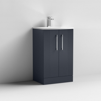 Nuie Deco Floor Standing 2-Door Vanity Unit with Basin-4 500mm Wide - Satin Anthracite