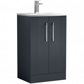Nuie Deco Floor Standing 2-Door Vanity Unit with Basin-4 500mm Wide - Satin Anthracite