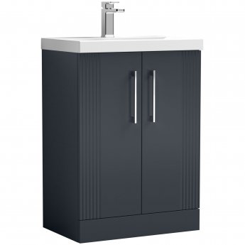 Nuie Deco Floor Standing 2-Door Vanity Unit with Basin-1 600mm Wide - Satin Anthracite