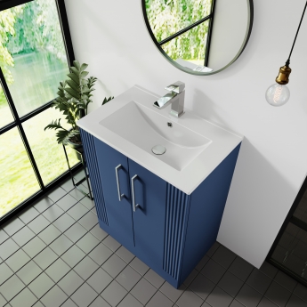 Nuie Deco Floor Standing 2-Door Vanity Unit with Basin-2 600mm Wide - Satin Green