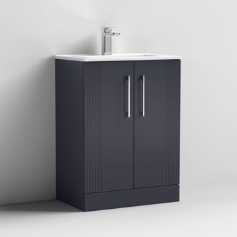 Nuie Deco Floor Standing 2-Door Vanity Unit with Basin-2 600mm Wide - Satin Anthracite