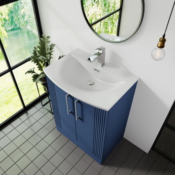 Nuie Deco Floor Standing 2-Door Vanity Unit with Basin-4 600mm Wide - Satin Anthracite