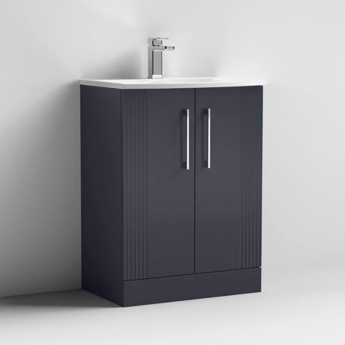 Nuie Deco Floor Standing 2-Door Vanity Unit with Basin-4 600mm Wide - Satin Anthracite