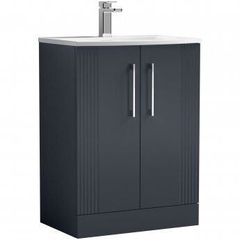 Nuie Deco Floor Standing 2-Door Vanity Unit with Basin-4 600mm Wide - Satin Anthracite