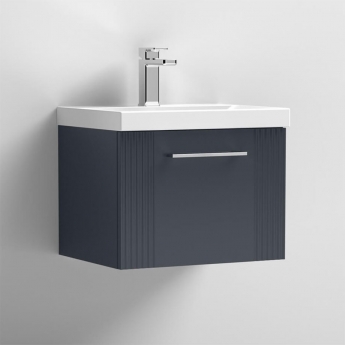 Nuie Deco Wall Hung 1-Drawer Vanity Unit with Basin-1 500mm Wide - Satin Anthracite