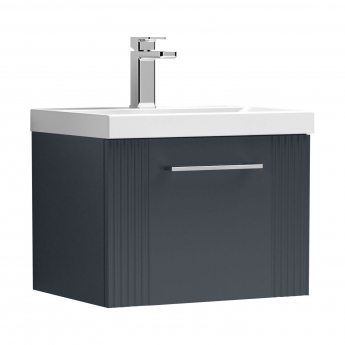 Nuie Deco Wall Hung 1-Drawer Vanity Unit with Basin-1 500mm Wide - Satin Anthracite