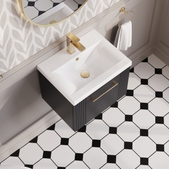 Nuie Deco Wall Hung 1-Drawer Vanity Unit with Basin-1 500mm Wide - Satin Anthracite | Product Image