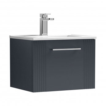 Nuie Deco Wall Hung 1-Drawer Vanity Unit with Basin-2 500mm Wide - Satin Anthracite