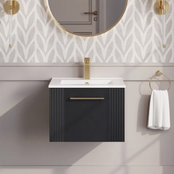 Nuie Deco Wall Hung 1-Drawer Vanity Unit with Basin-2 500mm Wide - Satin Anthracite