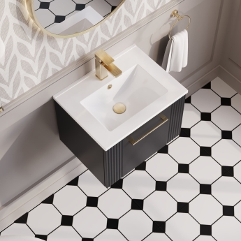 Nuie Deco Wall Hung 1-Drawer Vanity Unit with Basin-2 500mm Wide - Satin Anthracite | Product Image