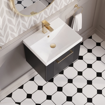 Nuie Deco Wall Hung 1-Drawer Vanity Unit with Basin-3 500mm Wide - Satin Anthracite | Product Image