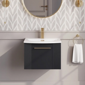 Nuie Deco Wall Hung 1-Drawer Vanity Unit with Basin-4 500mm Wide - Satin Anthracite