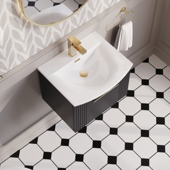 Nuie Deco Wall Hung 1-Drawer Vanity Unit with Basin-4 500mm Wide - Satin Anthracite | Product Image