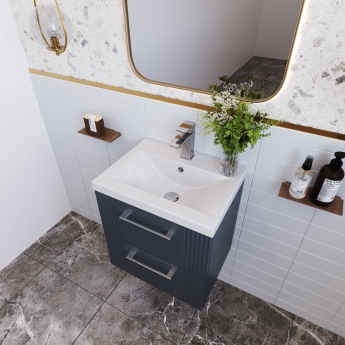 Nuie Deco Wall Hung 2-Drawer Vanity Unit with Basin-1 500mm Wide - Satin Anthracite