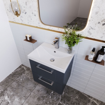 Nuie Deco Wall Hung 2-Drawer Vanity Unit with Basin-3 500mm Wide - Satin Anthracite