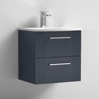 Nuie Deco Wall Hung 2-Drawer Vanity Unit with Basin-4 500mm Wide - Satin Anthracite