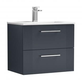 Nuie Deco Wall Hung 2-Drawer Vanity Unit with Basin-2 600mm Wide - Satin Anthracite