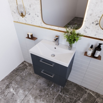 Nuie Deco Wall Hung 2-Drawer Vanity Unit with Basin-3 600mm Wide - Satin Anthracite