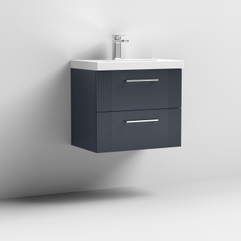 Nuie Deco Wall Hung 2-Drawer Vanity Unit with Basin-3 600mm Wide - Satin Anthracite