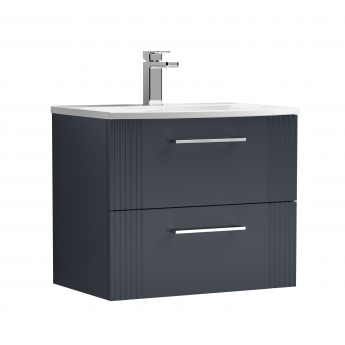 Nuie Deco Wall Hung 2-Drawer Vanity Unit with Basin-4 600mm Wide - Satin Anthracite