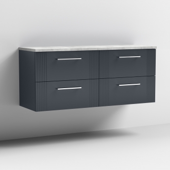 Nuie Deco Wall Hung 4-Drawer Vanity Unit with Bellato Grey Worktop 1200mm Wide - Satin Anthracite | Product Image