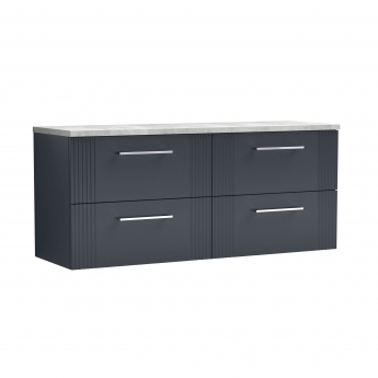 Nuie Deco Wall Hung 4-Drawer Vanity Unit with Bellato Grey Worktop 1200mm Wide - Satin Anthracite | Product Image