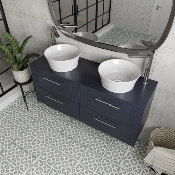 Nuie Deco Wall Hung 4-Drawer Vanity Unit with Worktop 1200mm Wide - Satin Anthracite