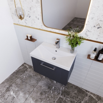 Nuie Deco Wall Hung 1-Drawer Vanity Unit with Basin-3 600mm Wide - Satin White