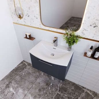 Nuie Deco Wall Hung 1-Drawer Vanity Unit with Basin-4 600mm Wide - Satin Grey