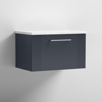 Nuie Deco Wall Hung 1-Drawer Vanity Unit with Sparkling White Worktop 600mm Wide - Satin Anthracite