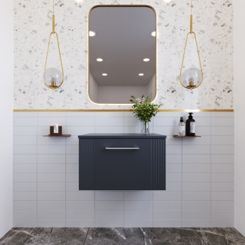 Nuie Deco Wall Hung 1-Drawer Vanity Unit with Worktop 600mm Wide - Satin Anthracite