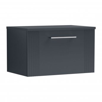 Nuie Deco Wall Hung 1-Drawer Vanity Unit with Worktop 600mm Wide - Satin Anthracite