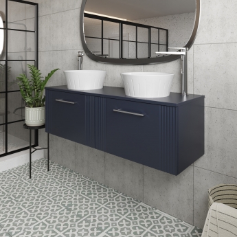 Nuie Deco Wall Hung 2-Drawer Vanity Unit with Worktop 1200mm Wide - Satin Anthracite