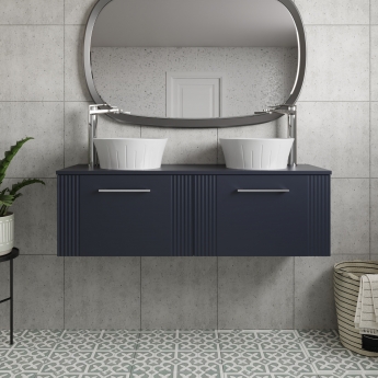 Nuie Deco Wall Hung 2-Drawer Vanity Unit with Worktop 1200mm Wide - Satin Anthracite