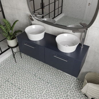 Nuie Deco Wall Hung 2-Drawer Vanity Unit with Worktop 1200mm Wide - Satin Anthracite