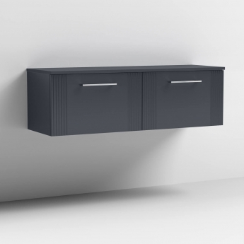 Nuie Deco Wall Hung 2-Drawer Vanity Unit with Worktop 1200mm Wide - Satin Anthracite