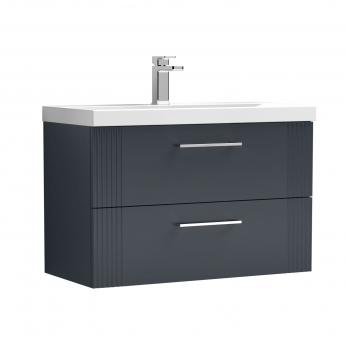 Nuie Deco Wall Hung 2-Drawer Vanity Unit with Basin-3 800mm Wide - Satin Anthracite
