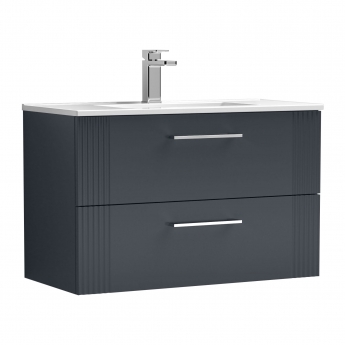Nuie Deco Wall Hung 2-Drawer Vanity Unit with Basin-2 800mm Wide - Satin Anthracite