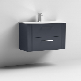 Nuie Deco Wall Hung 2-Drawer Vanity Unit with Basin-4 800mm Wide - Satin Anthracite