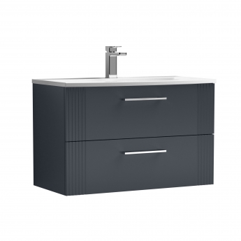 Nuie Deco Wall Hung 2-Drawer Vanity Unit with Basin-4 800mm Wide - Satin Anthracite