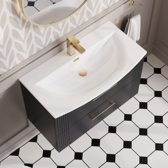 Nuie Deco Wall Hung 2-Drawer Vanity Unit with Basin-4 800mm Wide - Satin Anthracite | Product Image