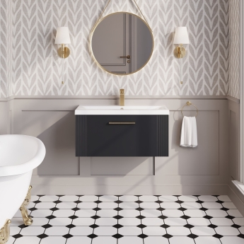 Nuie Deco Wall Hung 1-Drawer Vanity Unit with Basin-1 800mm Wide - Satin Anthracite | Product Image