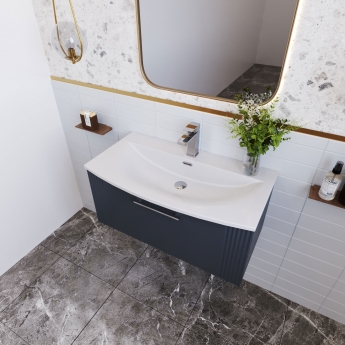 Nuie Deco Wall Hung 1-Drawer Vanity Unit with Basin-4 800mm Wide - Satin Anthracite