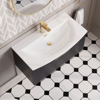 Nuie Deco Wall Hung 1-Drawer Vanity Unit with Basin-4 800mm Wide - Satin Anthracite | Product Image