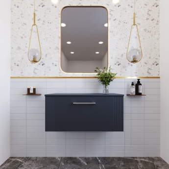 Nuie Deco Wall Hung 1-Drawer Vanity Unit with Worktop 800mm Wide - Satin Anthracite