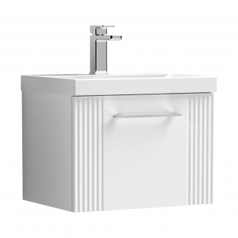 Nuie Deco Wall Hung 1-Drawer Vanity Unit with Basin-3 500mm Wide - Satin White