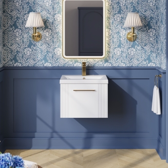 Nuie Deco Wall Hung 1-Drawer Vanity Unit with Basin-1 500mm Wide - Satin White | Product Image