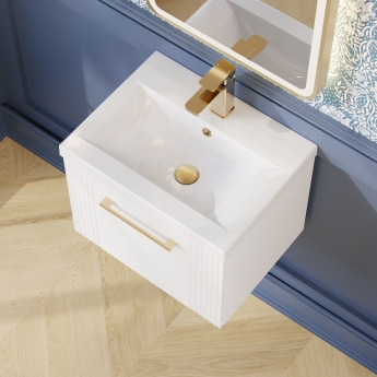 Nuie Deco Wall Hung 1-Drawer Vanity Unit with Basin-1 500mm Wide - Satin White | Product Image